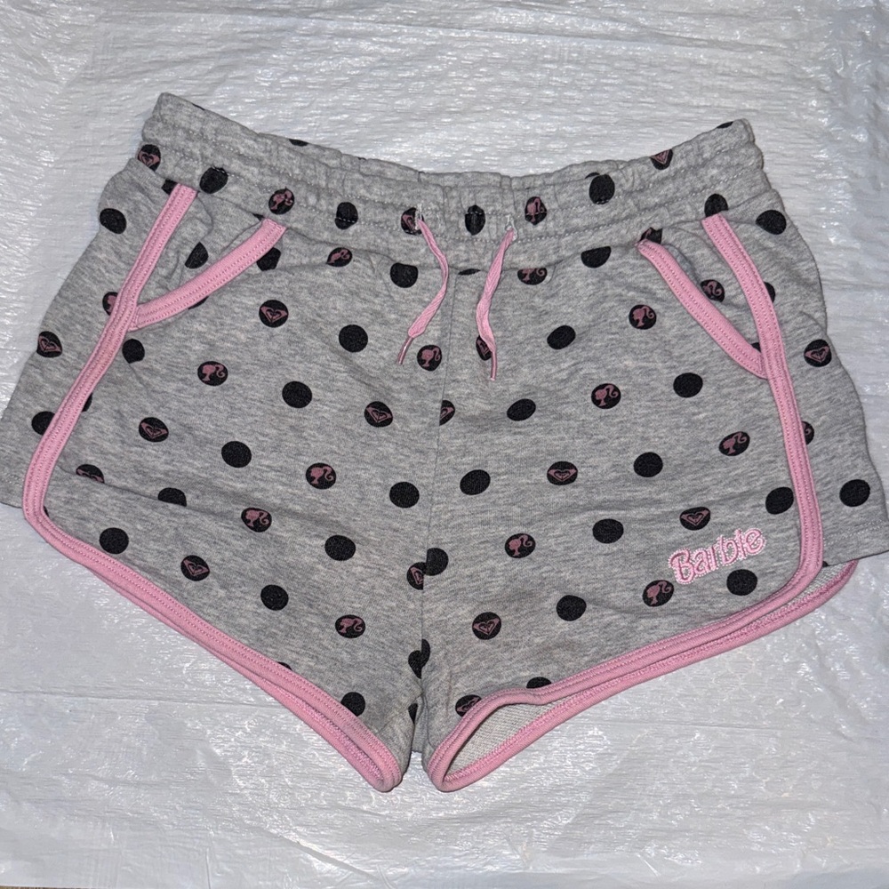 Roxy Barbie Gray Polka Dot Shorts with Pink Trim girls